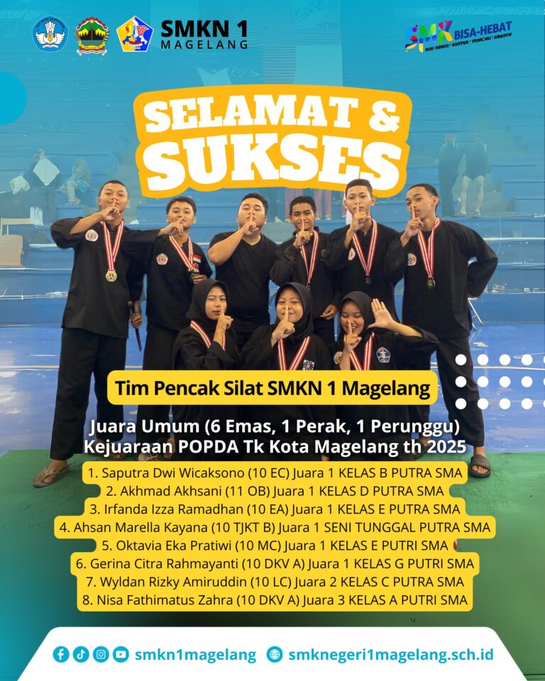 Tim Pencak Silat SMKN 1 Magelang Sukses Raih Juara Umum di POPDA Kota Magelang 2025