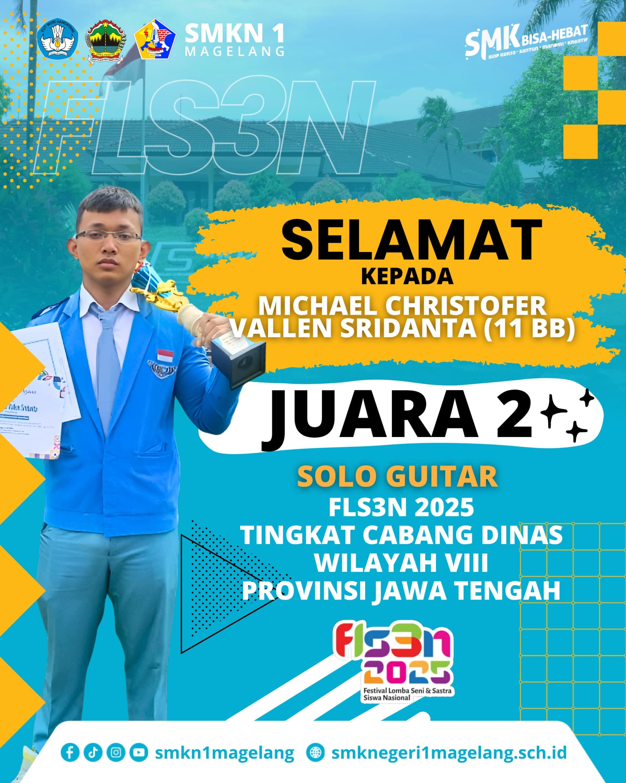 Siswa SMKN 1 Magelang Raih Juara 2 Solo Guitar FLS2N 2025 Tingkat Provinsi!