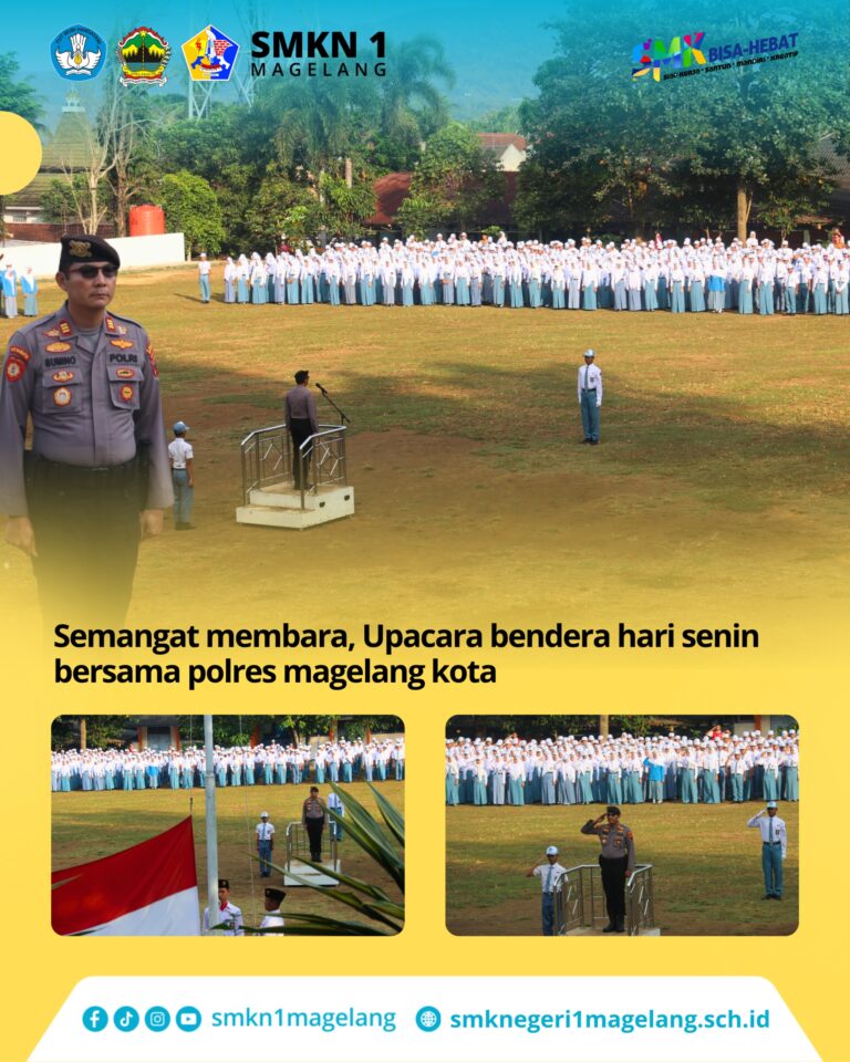 Semangat Nasionalisme Membara, SMKN 1 Magelang Gelar Upacara Bendera Bersama Polres Magelang Kota