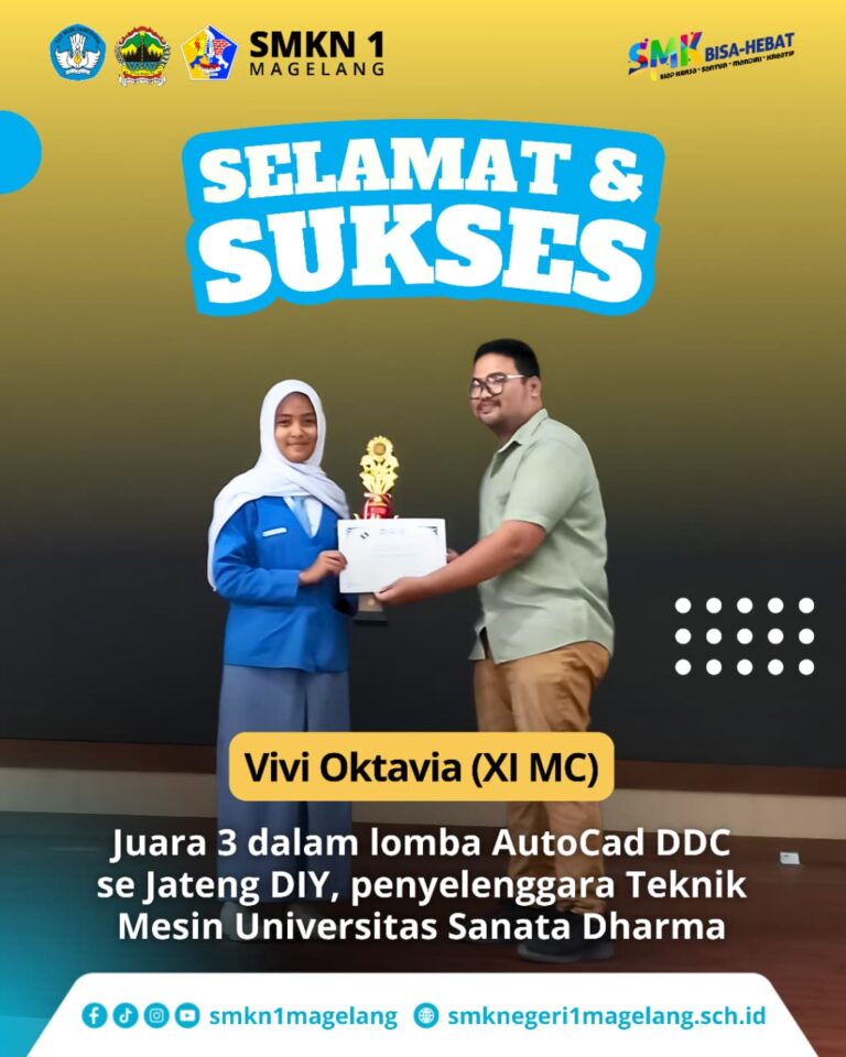 Prestasi Gemilang! Vivi Oktavia Raih Juara 3 Lomba AutoCAD DDC Tingkat Jateng-DIY