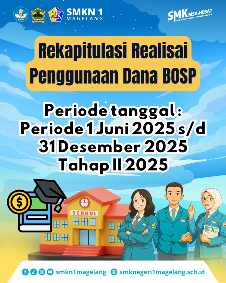 SMKN 1 Magelang Tegaskan Komitmen Transparansi melalui Publikasi Rekapitulasi Realisasi Dana BOSP Tahap II Tahun 2025