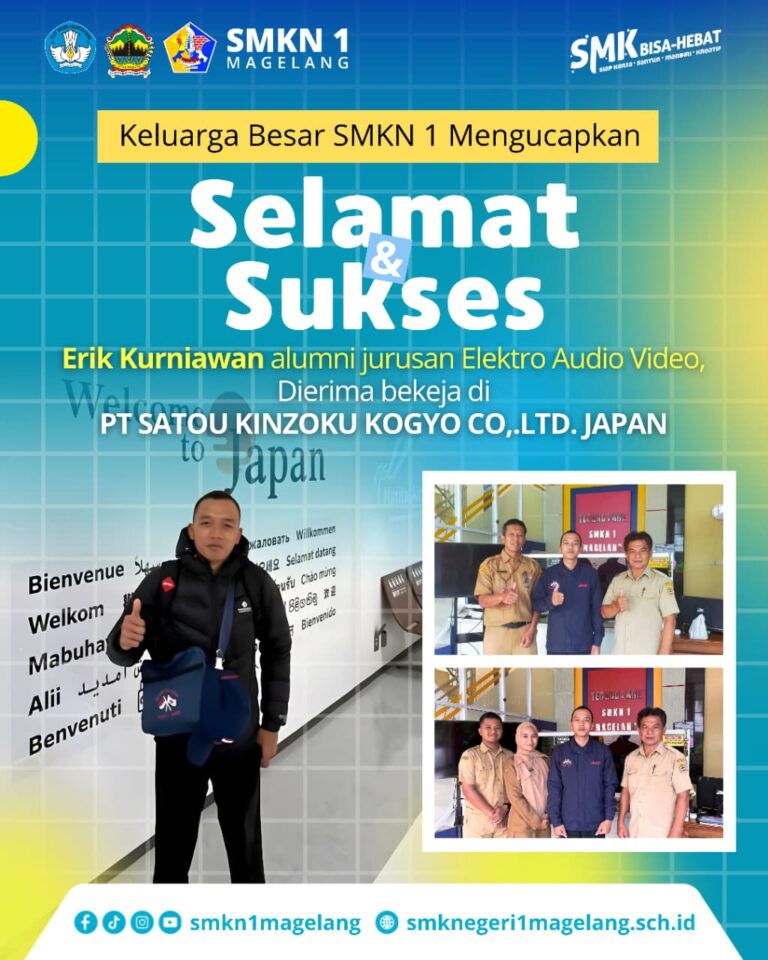 Alumni SMKN 1 Magelang Tembus Dunia Kerja Internasional, Erik Kurniawan Resmi Bekerja di Jepang
