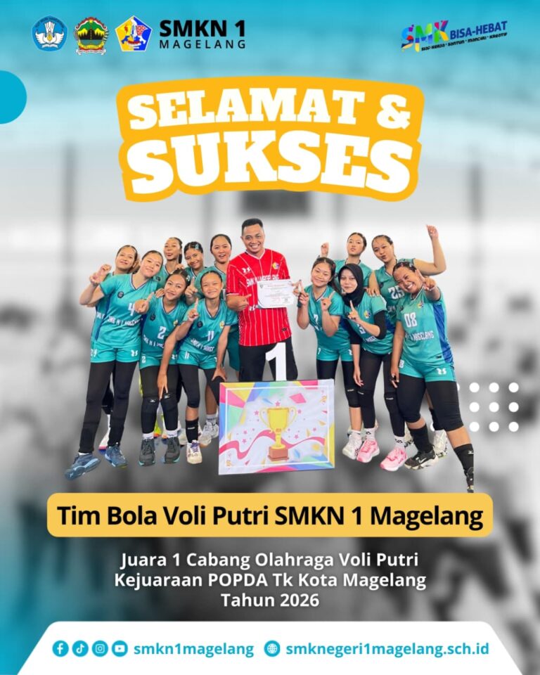 Luar Biasa! Tim Bola Voli Putri SMKN 1 Magelang Raih Juara 1 POPDA Kota Magelang 2026