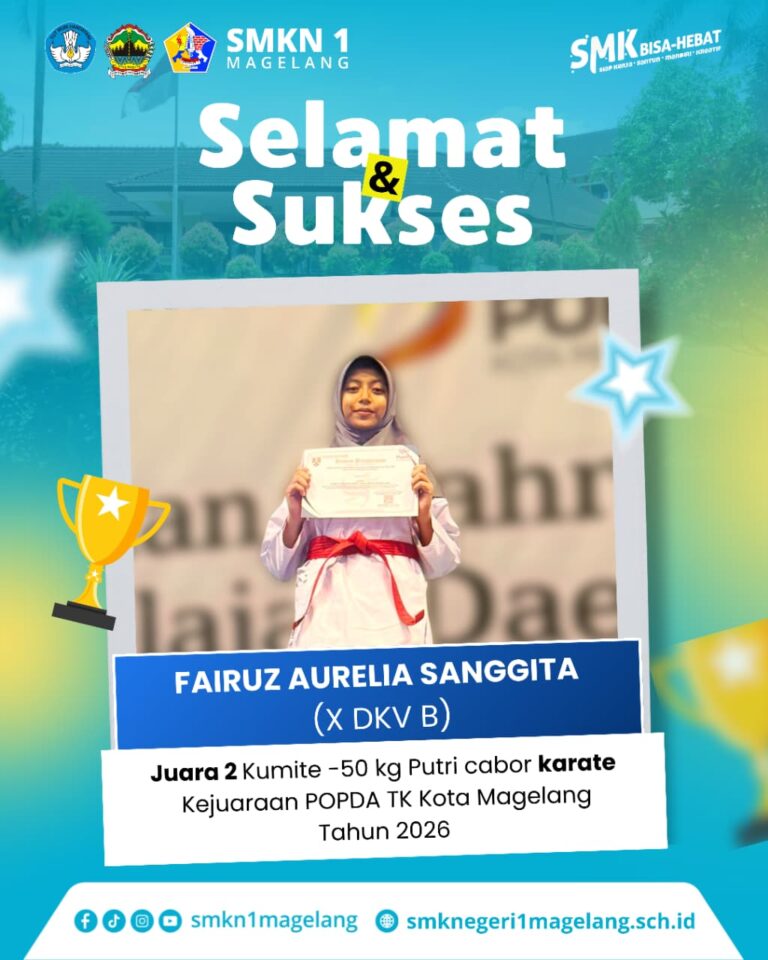 Fairuz Aurelia Sanggita Raih Juara 2 Karate POPDA 2026, Atlet Muda SMK Negeri 1 Magelang Tunjukkan Prestasi Gemilang