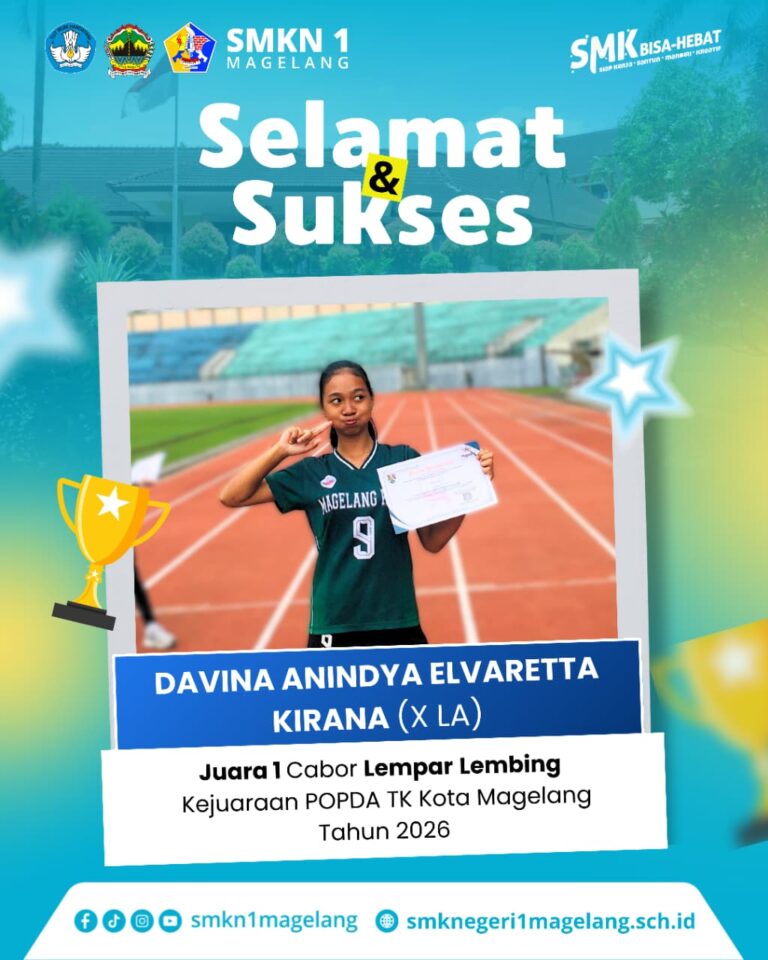 Davina Anindya Elvaretta Kirana Juara 1 Lempar Lembing POPDA 2026 Kota Magelang, Atlet SMK Negeri 1 Magelang Ukir Prestasi Gemilang