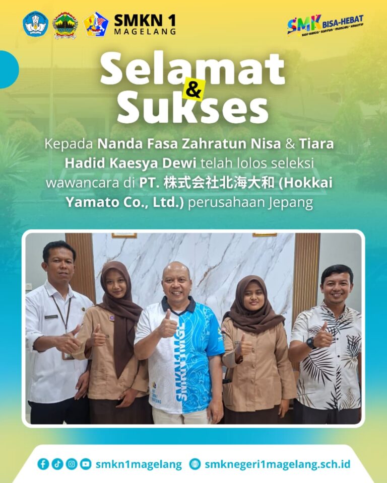 Dua Srikandi SMKN 1 Magelang Tembus Perusahaan Jepang, Bukti Nyata Vokasi Siap Mendunia