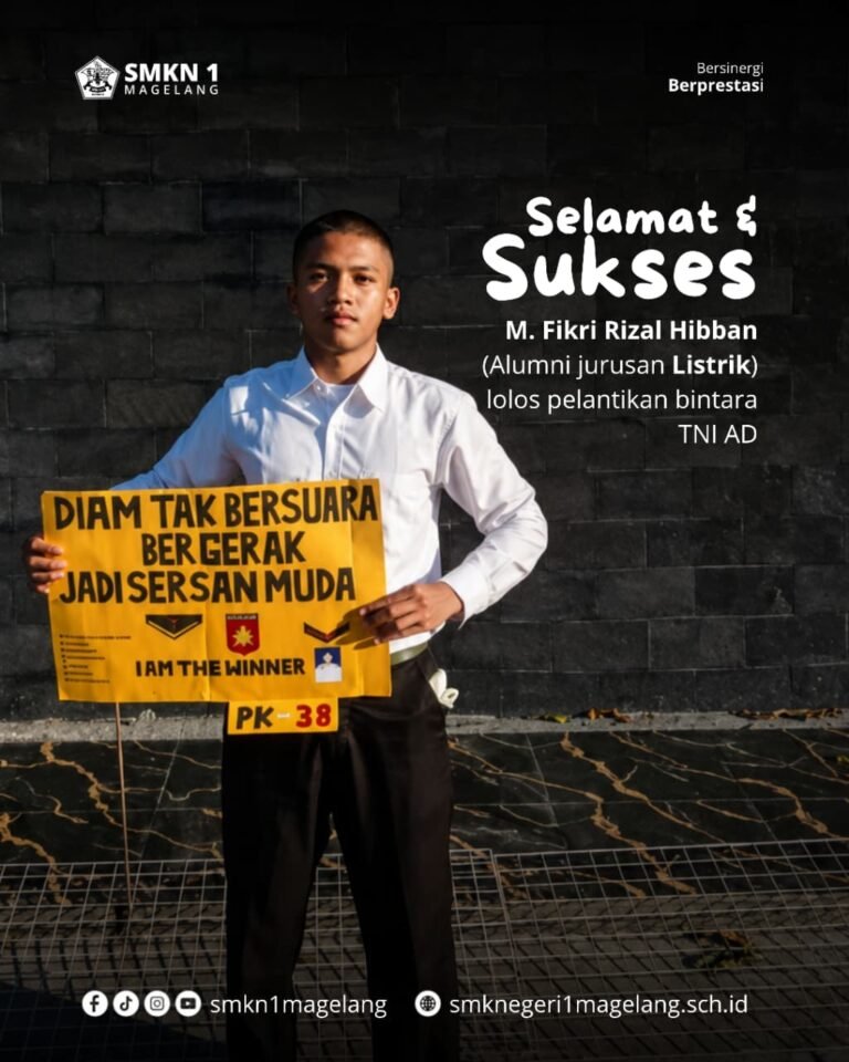 M. FIKRI RIZAL HIBBAN, ALUMNI SMKN 1 MAGELANG, SUKSES TEMBUS PELANTIKAN BINTARA TNI AD