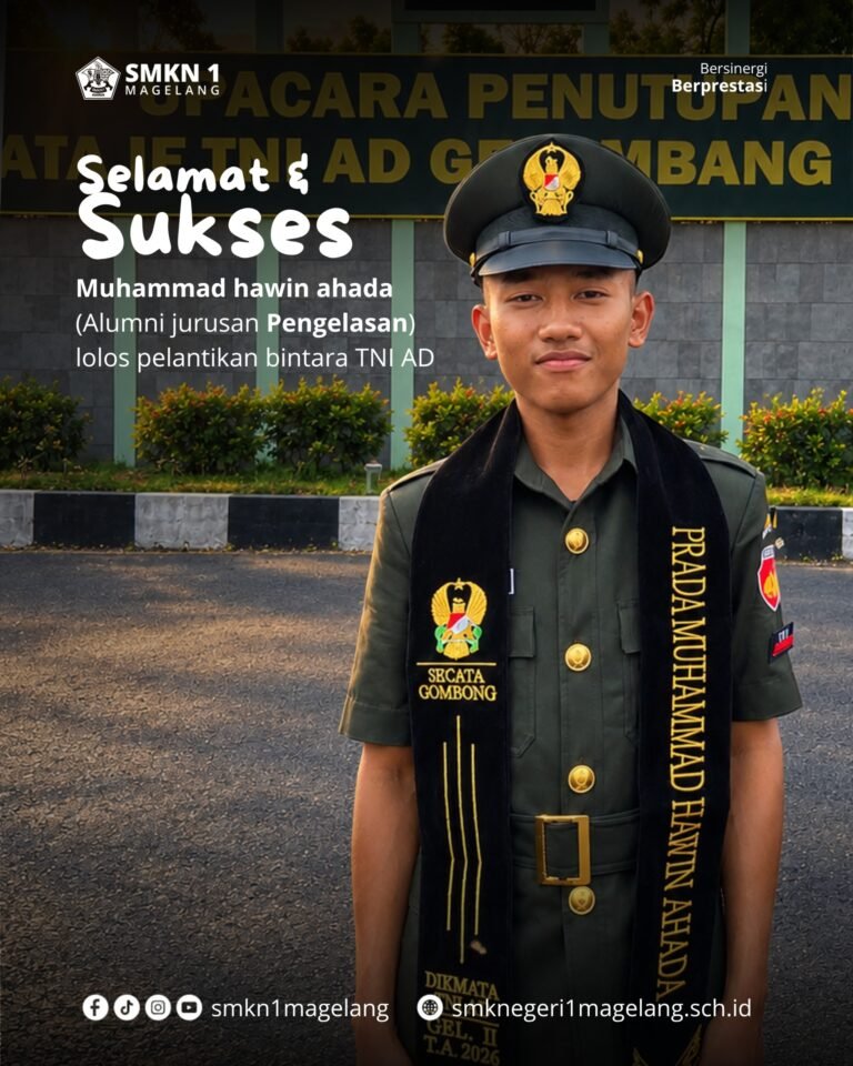 Buktikan Mental Baja! Muhammad Hawin Ahada, Alumni Jurusan Pengelasan SMKN 1 Magelang Resmi Sandang Pangkat Prajurit TNI AD